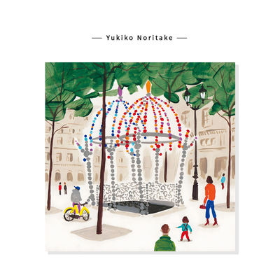 【Yukiko Noritake】现代治愈系装饰插画法式户外公园风景挂画芯