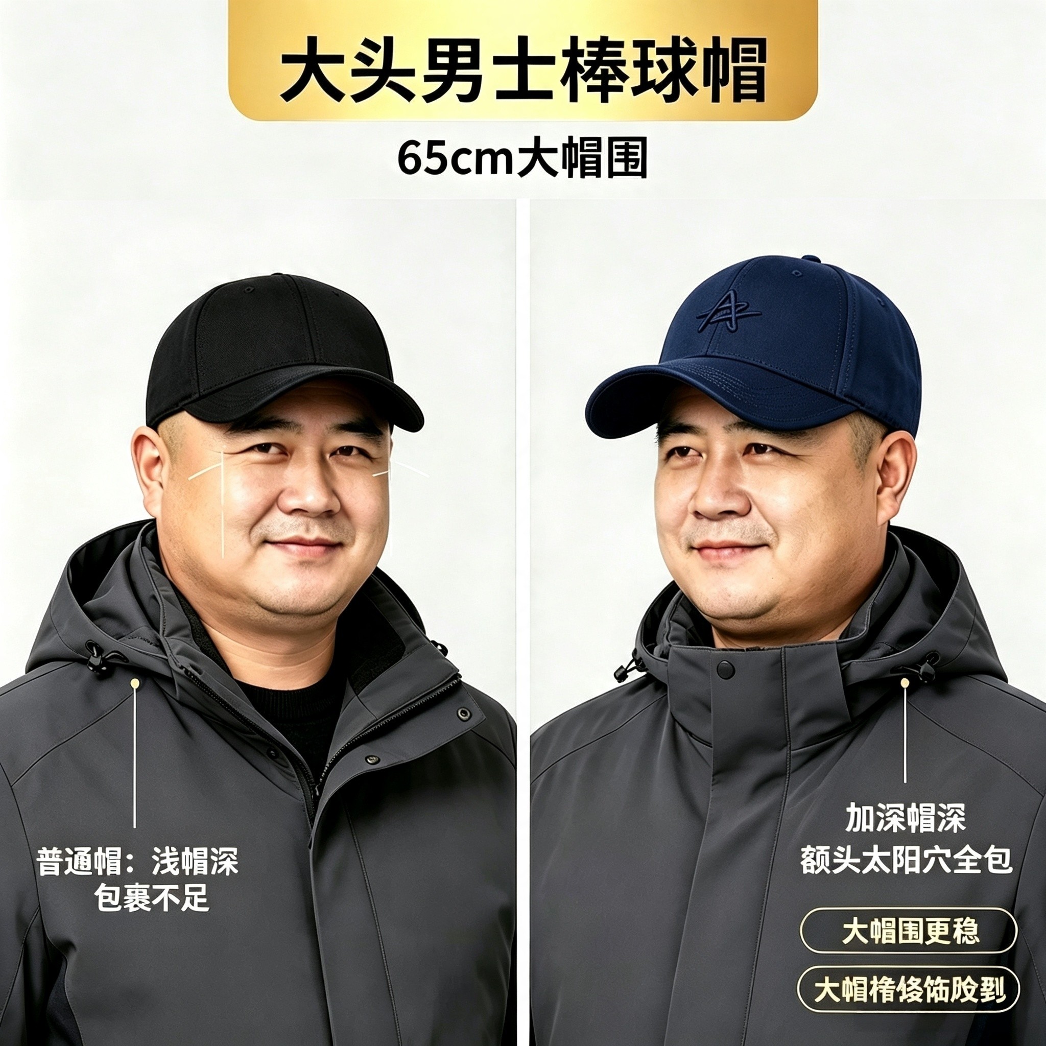 男士加大加深保暖防风棒球帽