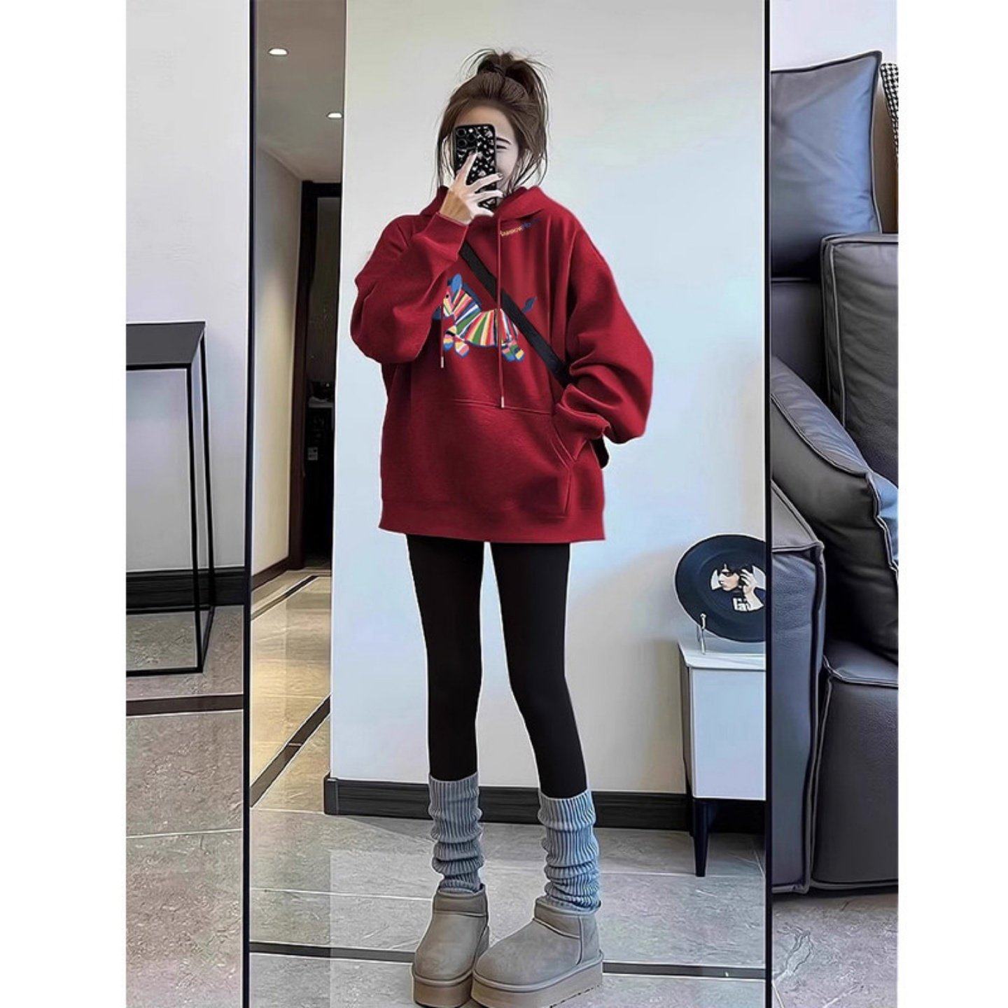 酒红色加绒连帽卫衣女外套2026马年本命年衣服新年巨好看的上衣潮,女装/女士精品,卫衣/绒衫,淘宝优惠券,粉丝福利购,淘宝优惠卷