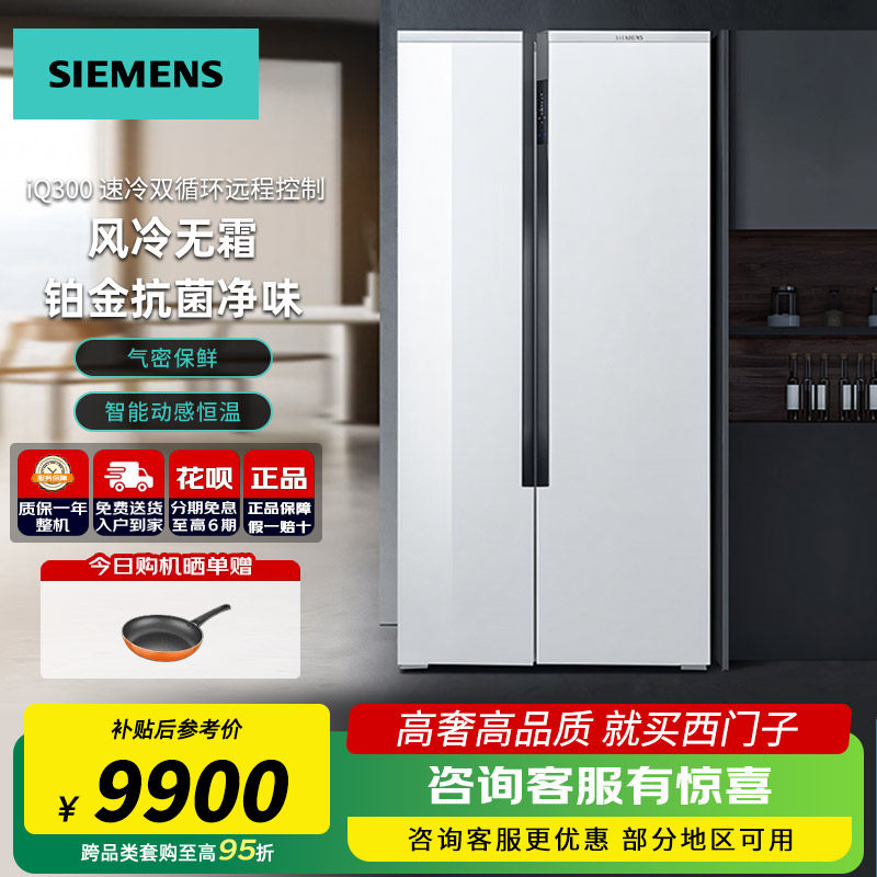 iQ300西门子系列KA99VA620C 对开门电冰箱637升L杀菌净味玻璃面板