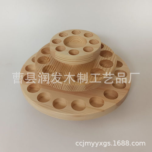 精油收纳实木多特瑞精油木盒三层陈列分类展示架圆形旋转精油木架