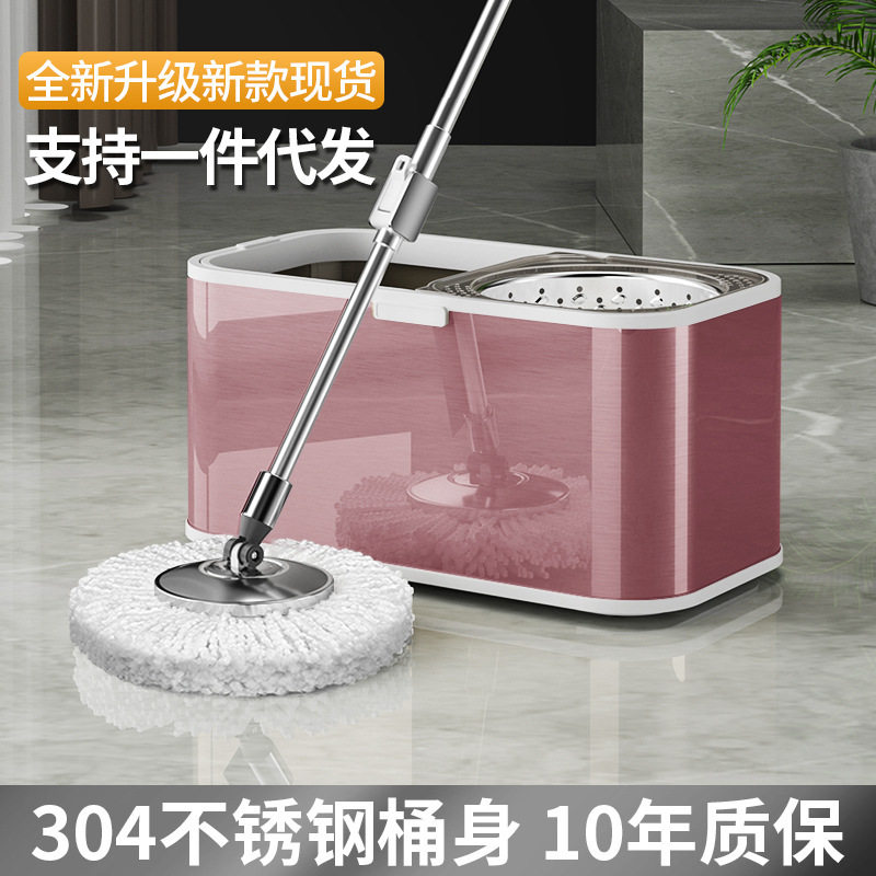 拖把懒人免洗拖布家用旋转干湿两用不锈钢套装超细纤维拖布免手洗