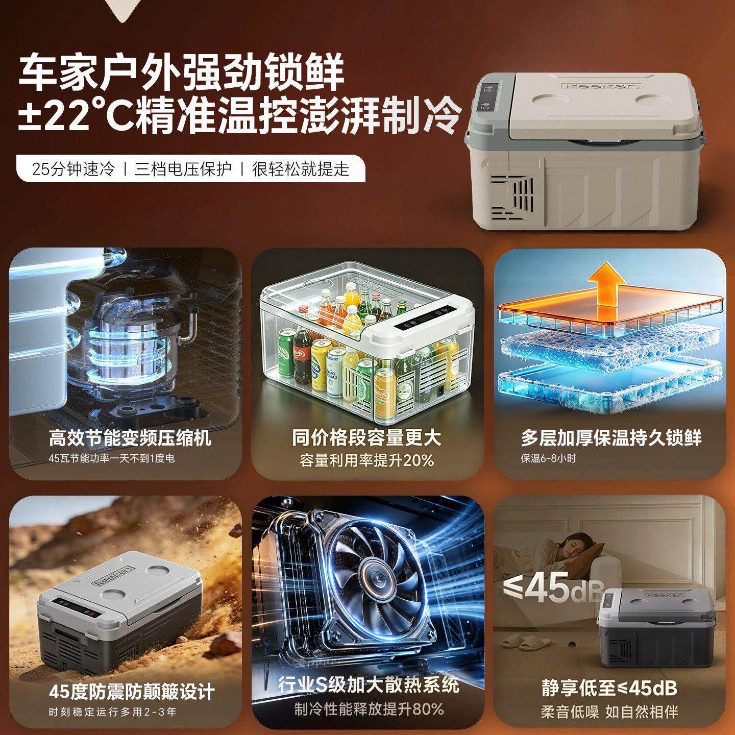 K12-K20-26新两款车藏载小冰箱压机制冷车家用冷缩冷冻双仓双控便