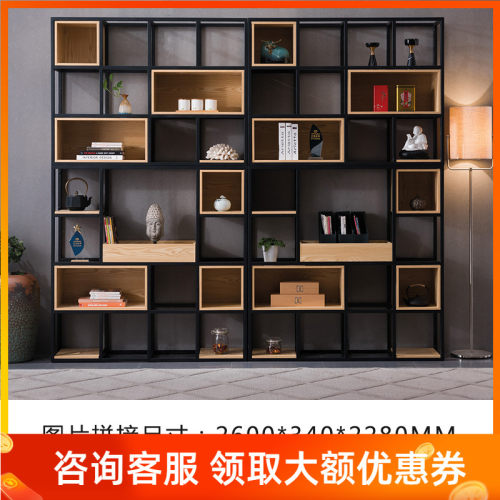 广东隔断置物架铁艺隔断办公室隔断工业风loft办公隔断柜书架
