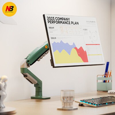 NB F80-XK绿色 电脑显示器支架机械臂 屏幕托架桌面升降旋转底座