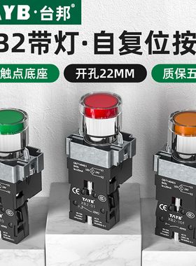 台邦22MM带灯按钮开关复位启动停止ZB2-BE101点动按钮XB2-BW33B1C