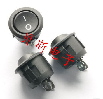 船形开关KCD1-105 圆型翘板开关10A/125V 6A/250V黑色2脚/3脚2档