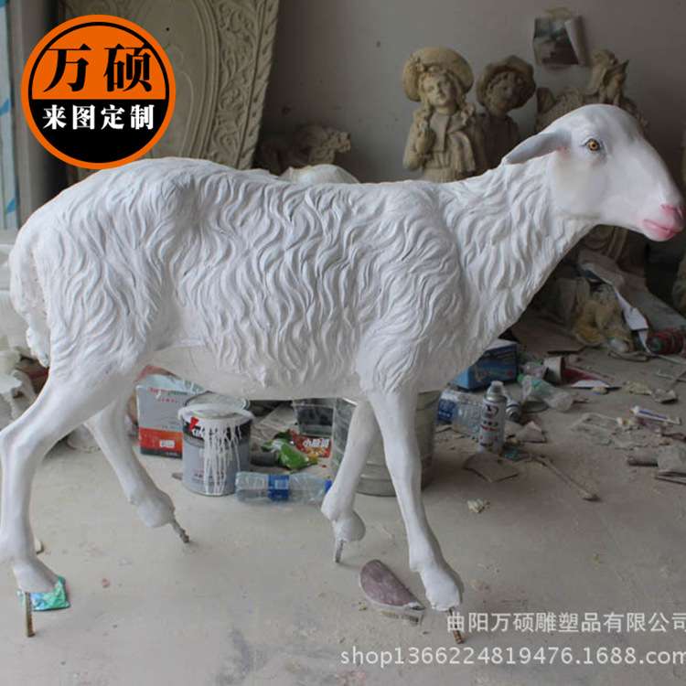 玻璃钢动物雕塑 牧场景区山羊绵羊雕塑景观装修小品摆件