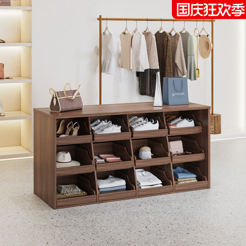 实木服装店中岛台女装店中岛桌靠墙斗柜展示柜陈列摆件首饰展台柜