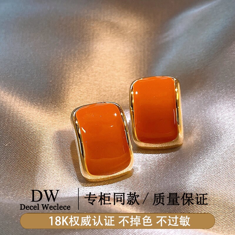 奥特莱斯【官网直发】18K金多巴胺方块耳钉女气质耳环耳饰