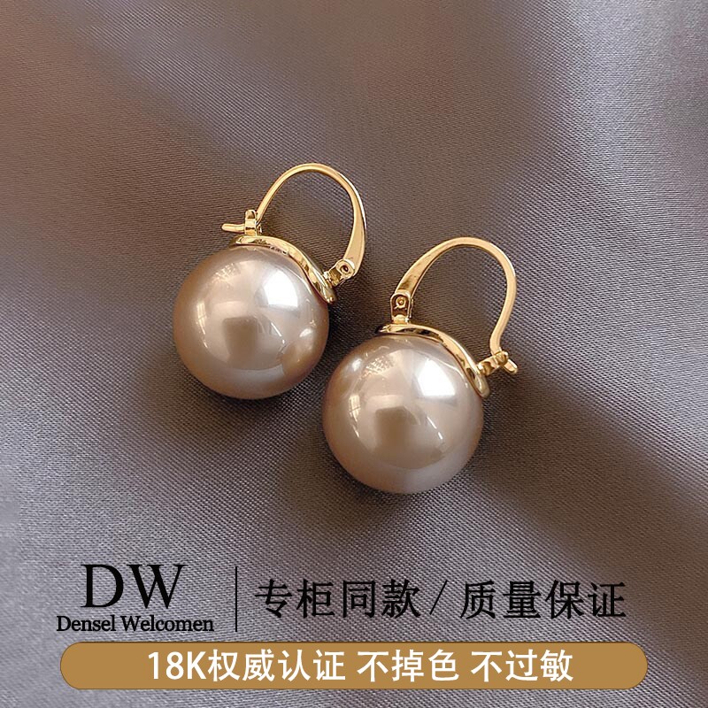 奥特莱斯专柜捡漏海外撤柜18K金耳钩珍珠耳环女小众设计轻奢耳饰