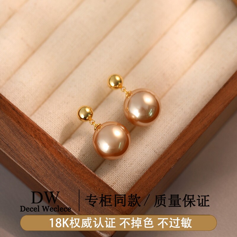 奥特莱斯【品牌撤柜1折】18K金红色珠子耳钉秋冬款适合过年的耳环