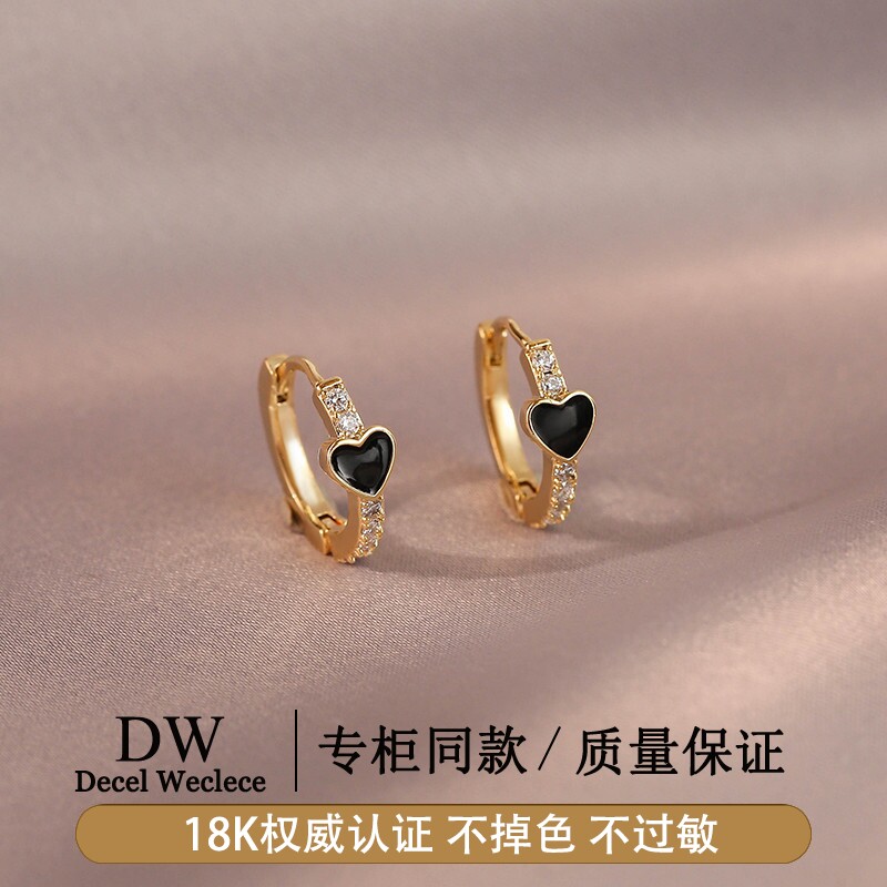 奥特莱斯【品牌撤柜1折】18K金精致镶钻爱心耳扣2022年新款潮简约