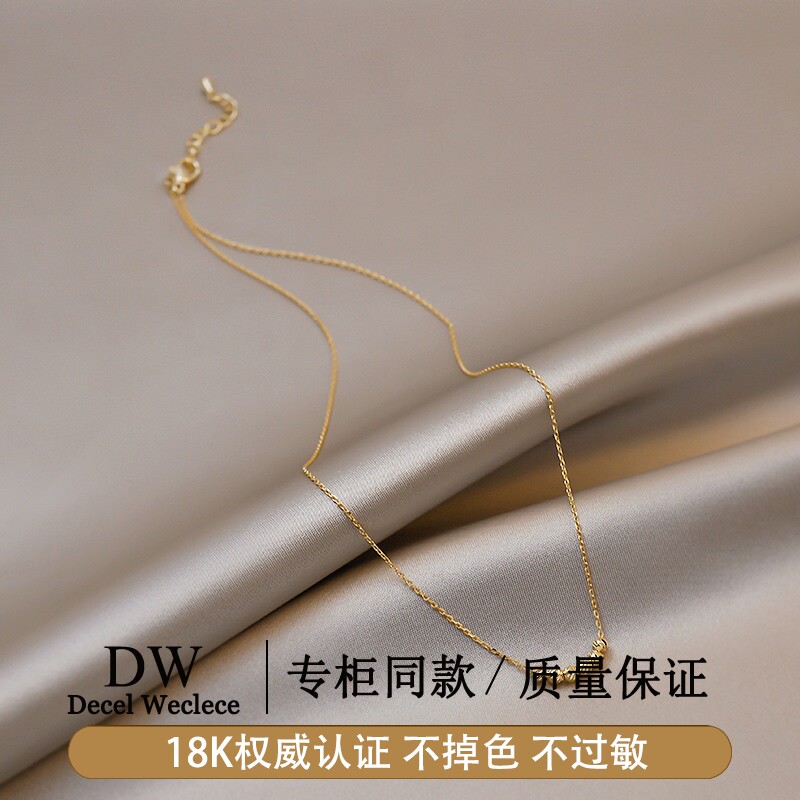 奥特莱斯【专柜捡漏1折】18K金项链轻奢AU750锁骨链颈链配饰