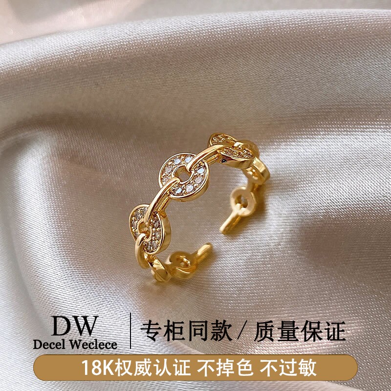 奥特莱斯专柜捡漏海外撤柜18K金 钱币戒指 指环开口戒子素食指环