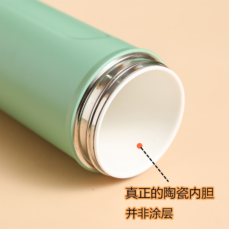 全瓷芯陶瓷内胆保温杯双层真空骨瓷礼品杯咖啡杯中药杯高颜值茶杯