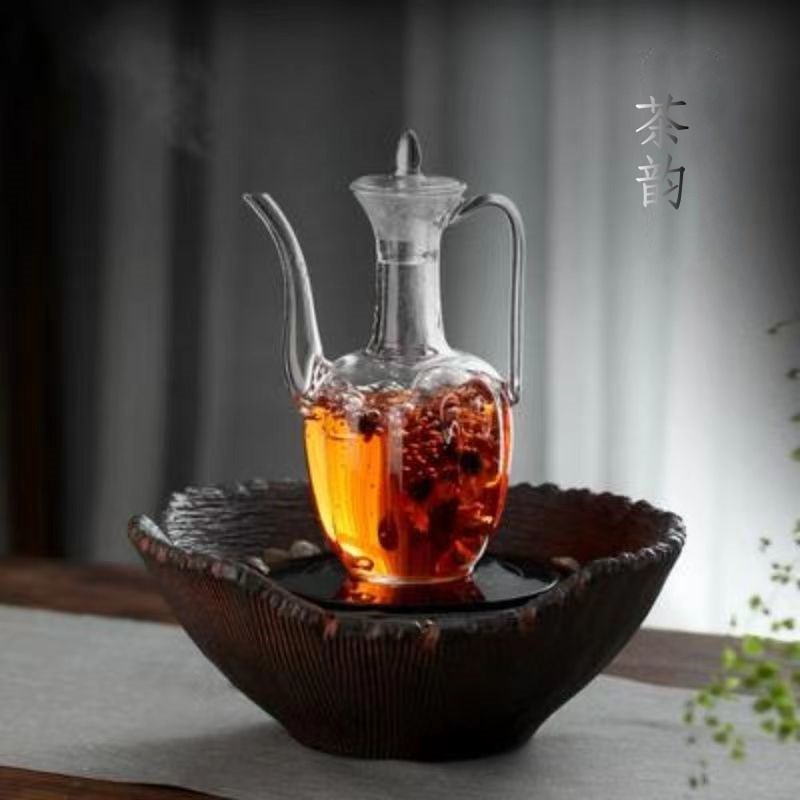 耐热玻璃水壶中式仿宋执壶瓜棱烧水壶耐高温煮茶器电陶炉家用茶炉