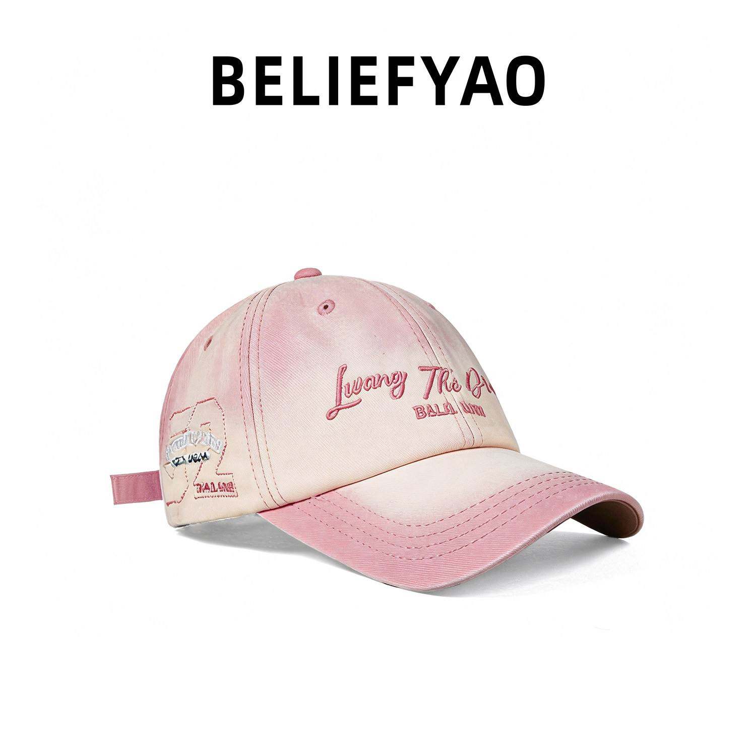 BELIEFYAO原创渐变撞色棒球帽美式休闲软顶显脸小鸭舌帽帽子女款