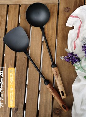 麦可厨MCOKI 极铁锅铲家用长柄炒菜铁铲子实木手柄铁大炒勺盛汤勺