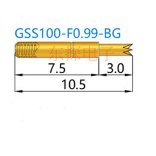 100MIL短针1.36*10.5mm测试探针GSS100-F.99-BG 直上四爪
