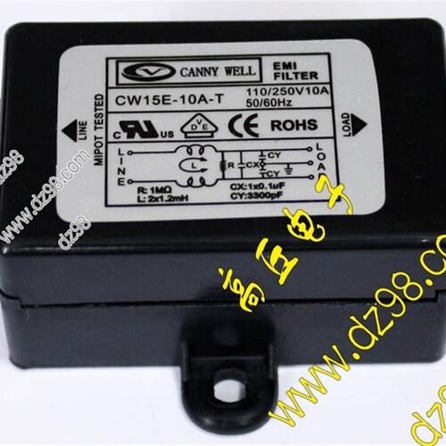 CW15E-10A-T单相电源净化器 滤波器250V 10A焊片接线型 绝缘外壳