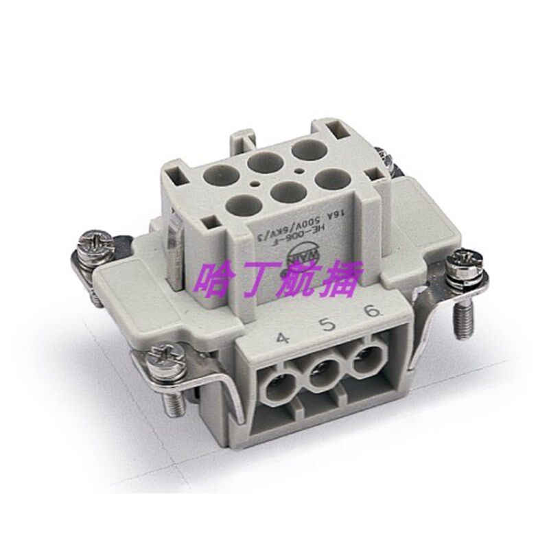 WAIN唯恩重载连接器 HE-006-F 6针母芯  哈丁浩亭TE泰科航空插头