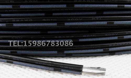 UL美标认证 UL2468 22AWG电子线黑注白条黑印白并线电源线590米