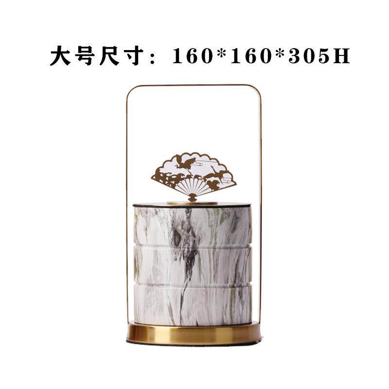创意新中式现代黑白花纹金属铁艺提盒摆件售楼处样板房茶室艺术品