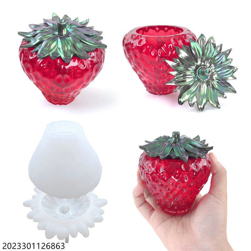 diy水晶滴胶环氧树脂草莓收纳盒子水果收纳罐子镜面硅胶模具