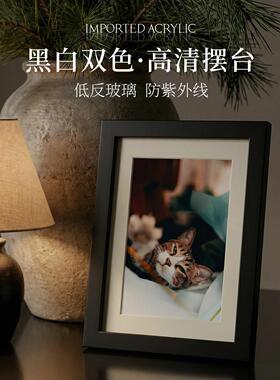 白色框简约现代博物级低反射相玻黑璃相框签ks2035名照馆保护无酸