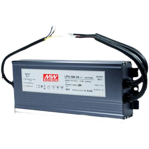 明纬LED户外防水开关电源LPV-700-24直流12V58A静音招牌变压器29A