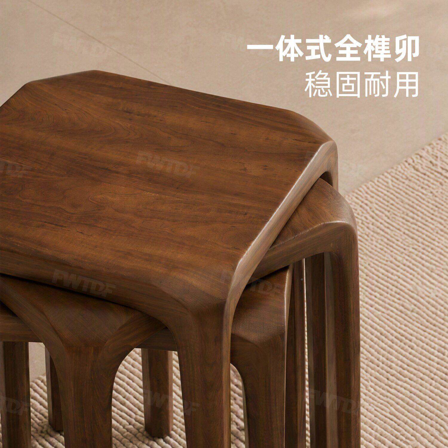 实木子smdz可叠放方家用202新款中凳式餐桌待客备用板凳木头6梳凳