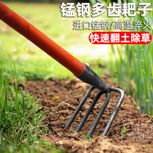 农用加厚钢耙子花园种菜翻松土钢耙钉耙树叶耙除草园艺工具锄耙子