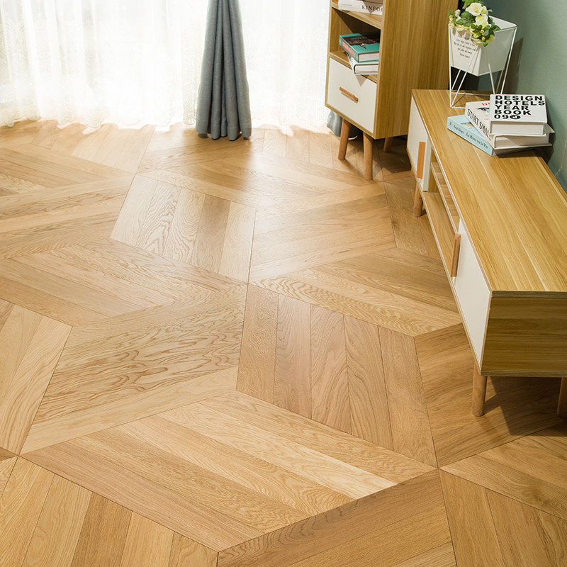 蓝琪佳尔黑胡桃橡木人字鱼骨拼地板三层多层实木复合15mm家用地暖