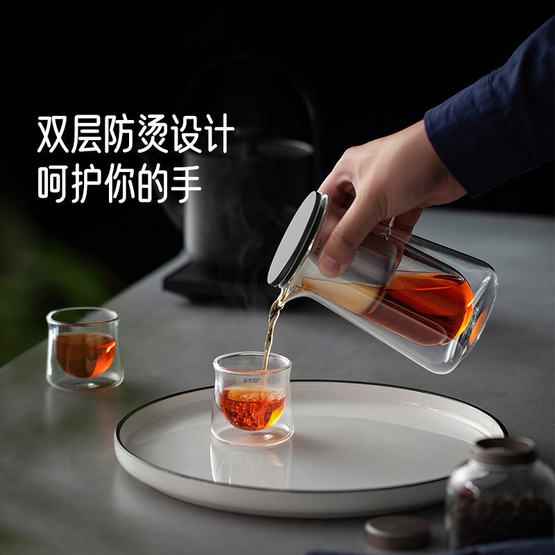 飘逸杯泡茶壶玻璃内胆双层茶水分离杯家用小鸟过滤杯礼盒年货礼