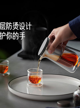 飘逸杯泡茶壶玻璃内胆双层茶水分离杯家用小鸟过滤杯礼盒年货礼