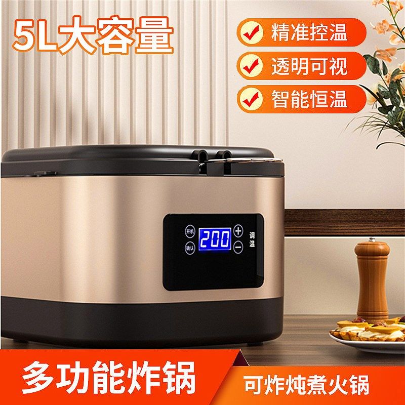 电炸锅家用5L单缸大容量炸鸡排薯条油炸锅小型商用地摊小吃电炸炉