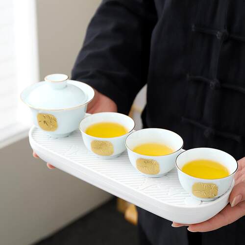 旅行功夫茶具套装便携式高档快客杯家用户外露营喝茶装备盖碗茶杯