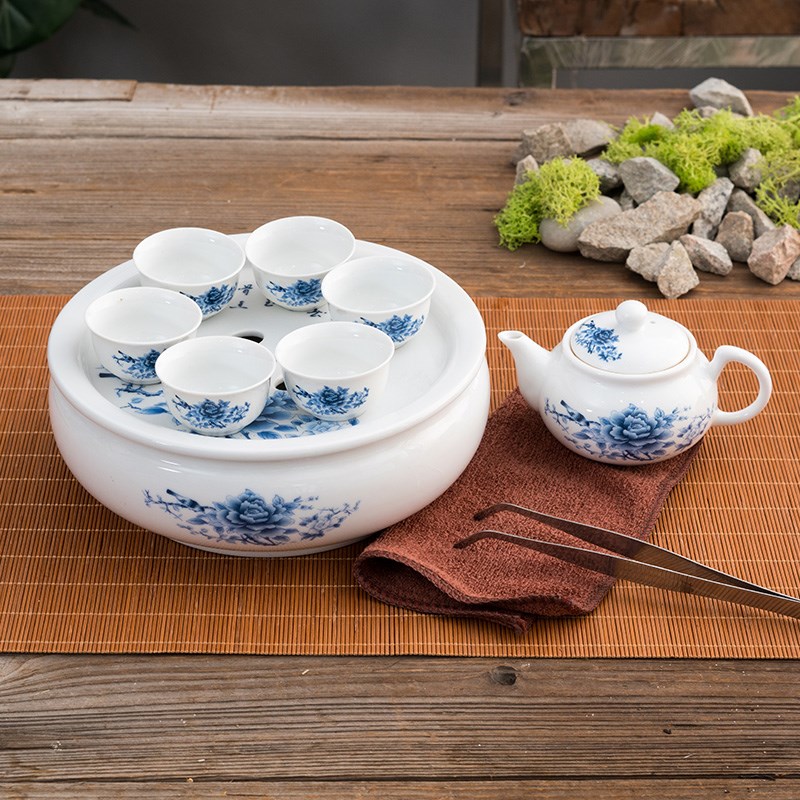 潮汕功夫茶具套装 整套鼓形大容量工夫茶盘 家用送礼品陶瓷釉上彩