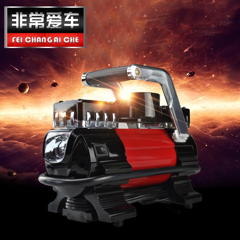 非常爱车 车载充气泵12V双缸便携式汽车车用电动打气筒轮胎打气泵