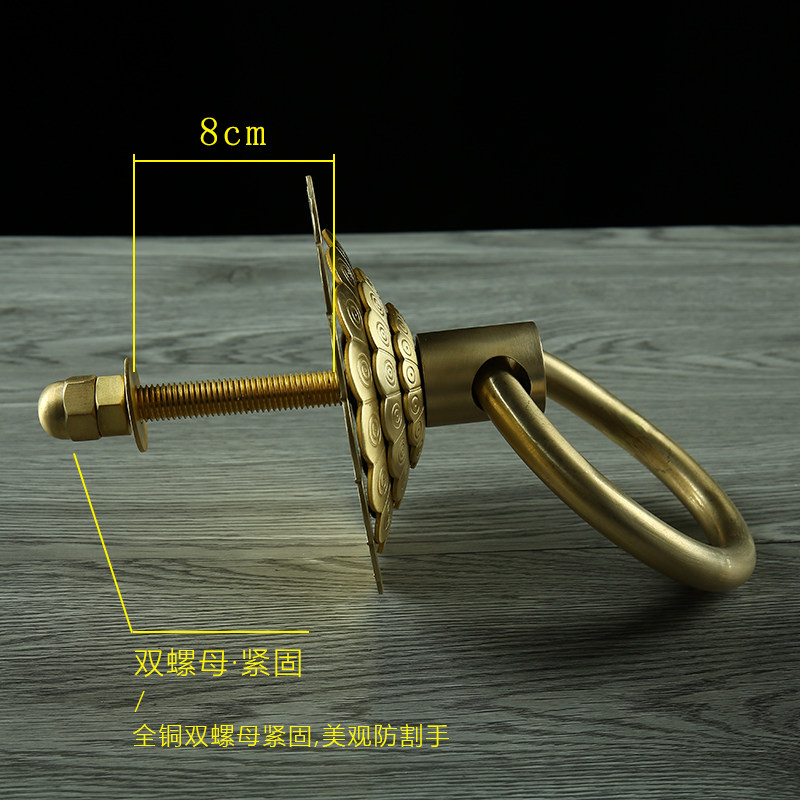 铜门环仿古门拉手黄铜木门把手大门拉手古铜中式把手老式木门门环