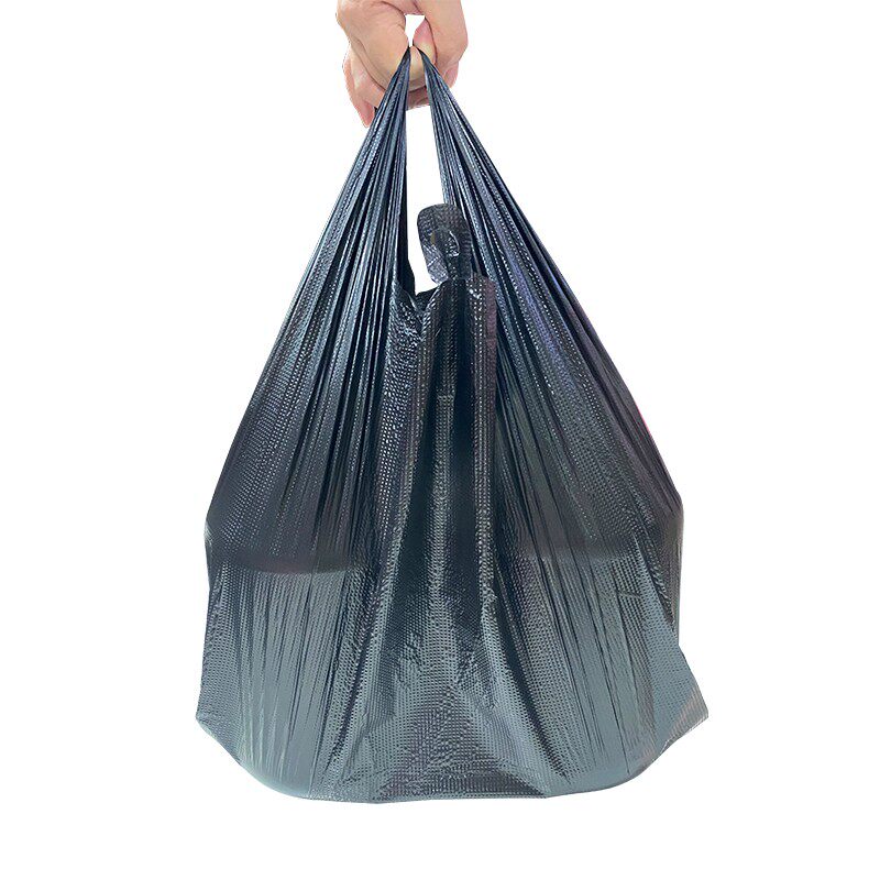 酒店小中垃圾袋办公手提式加厚大号黑色塑料袋特厚厨房背心家用批