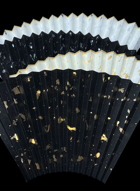 不含扇骨9寸9.5寸16方排口2.0/1.5苏工黑油皮纸洒金撒银折扇扇面