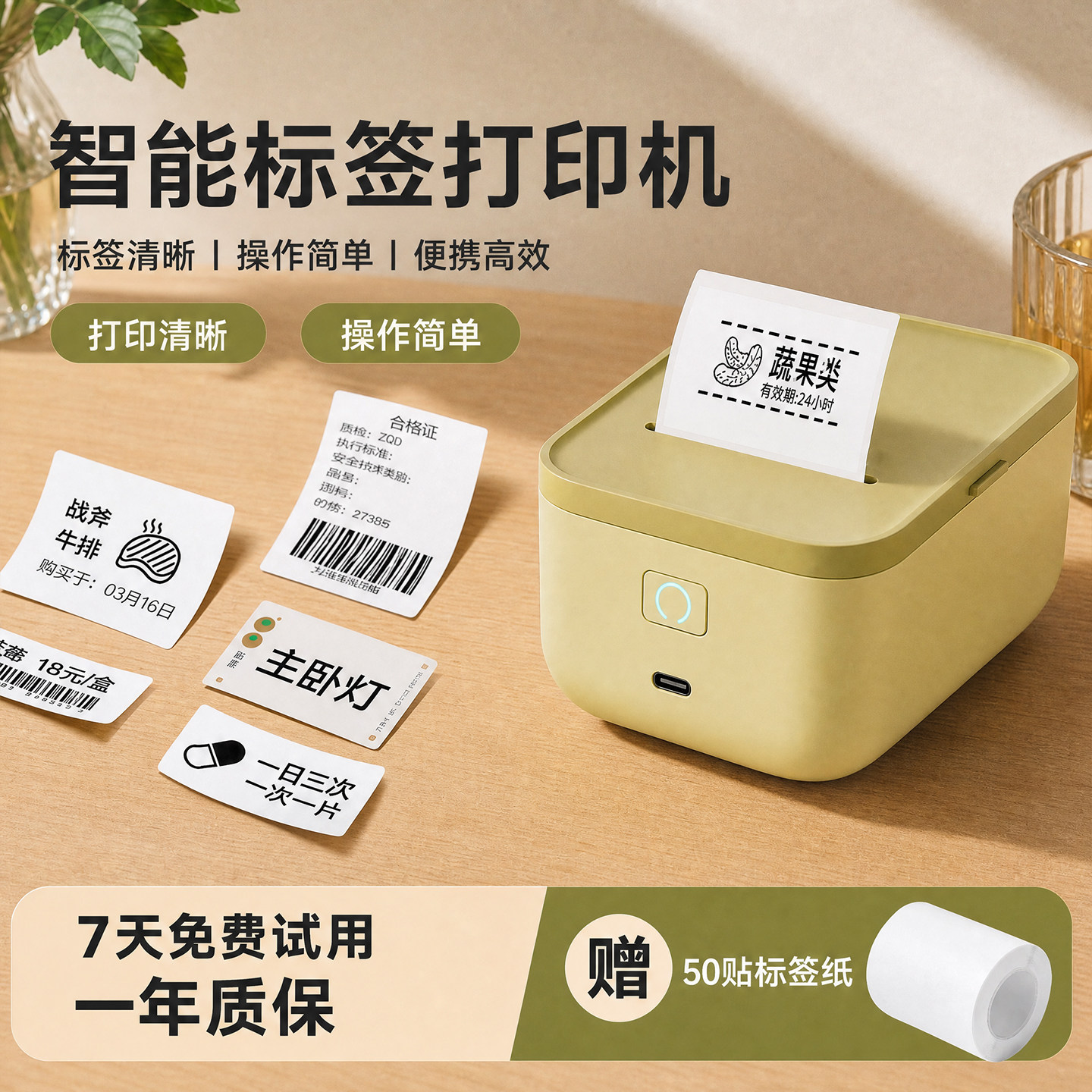 得力Q5标签打印机打印范围25-50mm家用商用服装吊牌热敏打印不干胶贴纸姓名贴标签打印机小型便携蓝牙图片