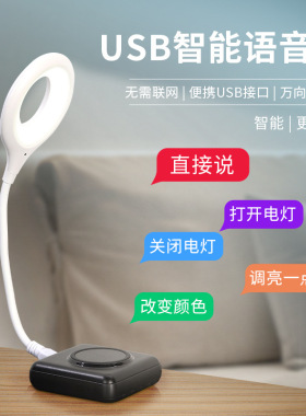 人工智能语音台灯控制灯USB声控灯感应灯led插口小夜灯一体床头灯
