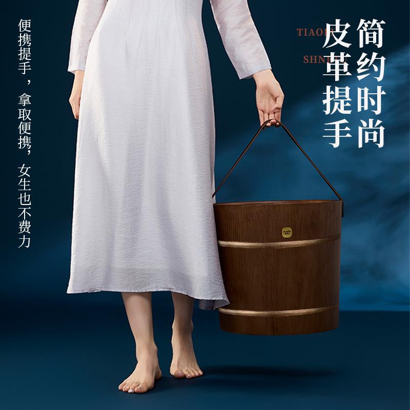 橡胶木泡脚桶洗脚盆家用足浴桶泡脚木质实木制脚盆