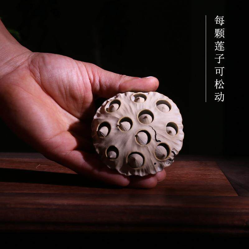 文博端砚天然原石绿端纯手工精雕莲蓬文玩摆件把玩收藏送礼雕刻