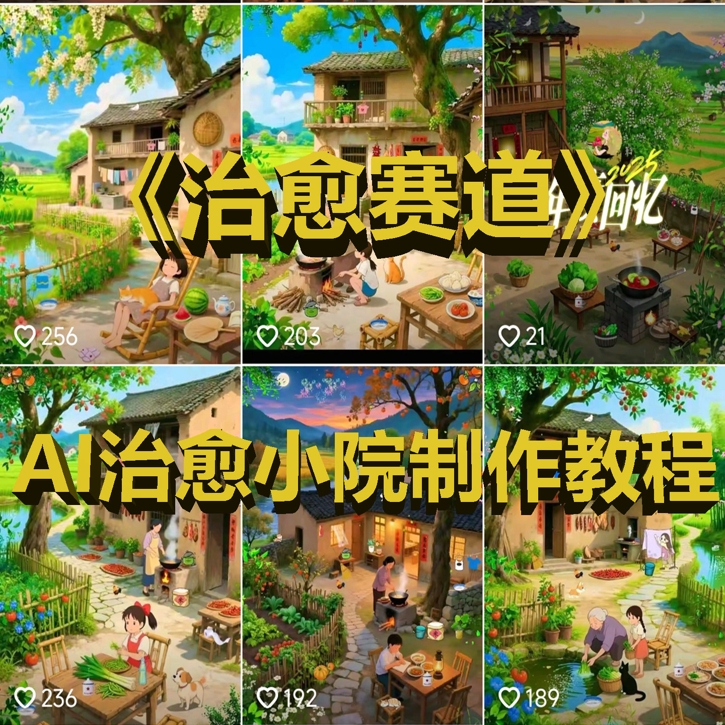 抖音视频号ai乡村治愈小院赛道短视频制作