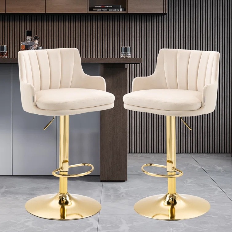 北欧轻奢旋转升降高脚椅时尚简约吧台椅家用金属吧椅前台酒吧椅