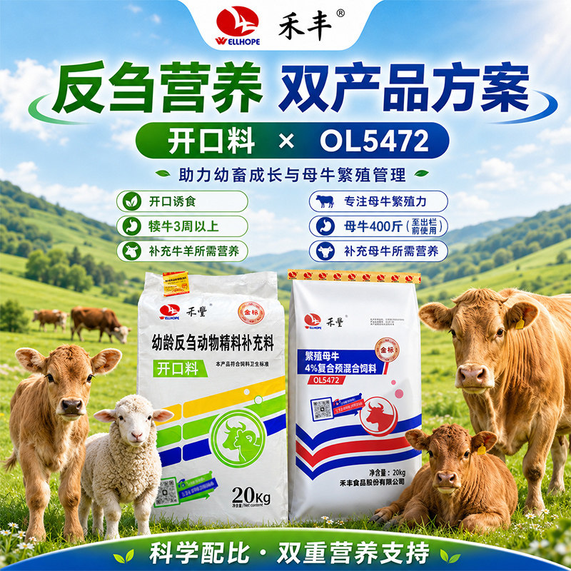 禾丰反刍营养双产品方案开口料繁殖母牛专用20kg科学配比双重营养